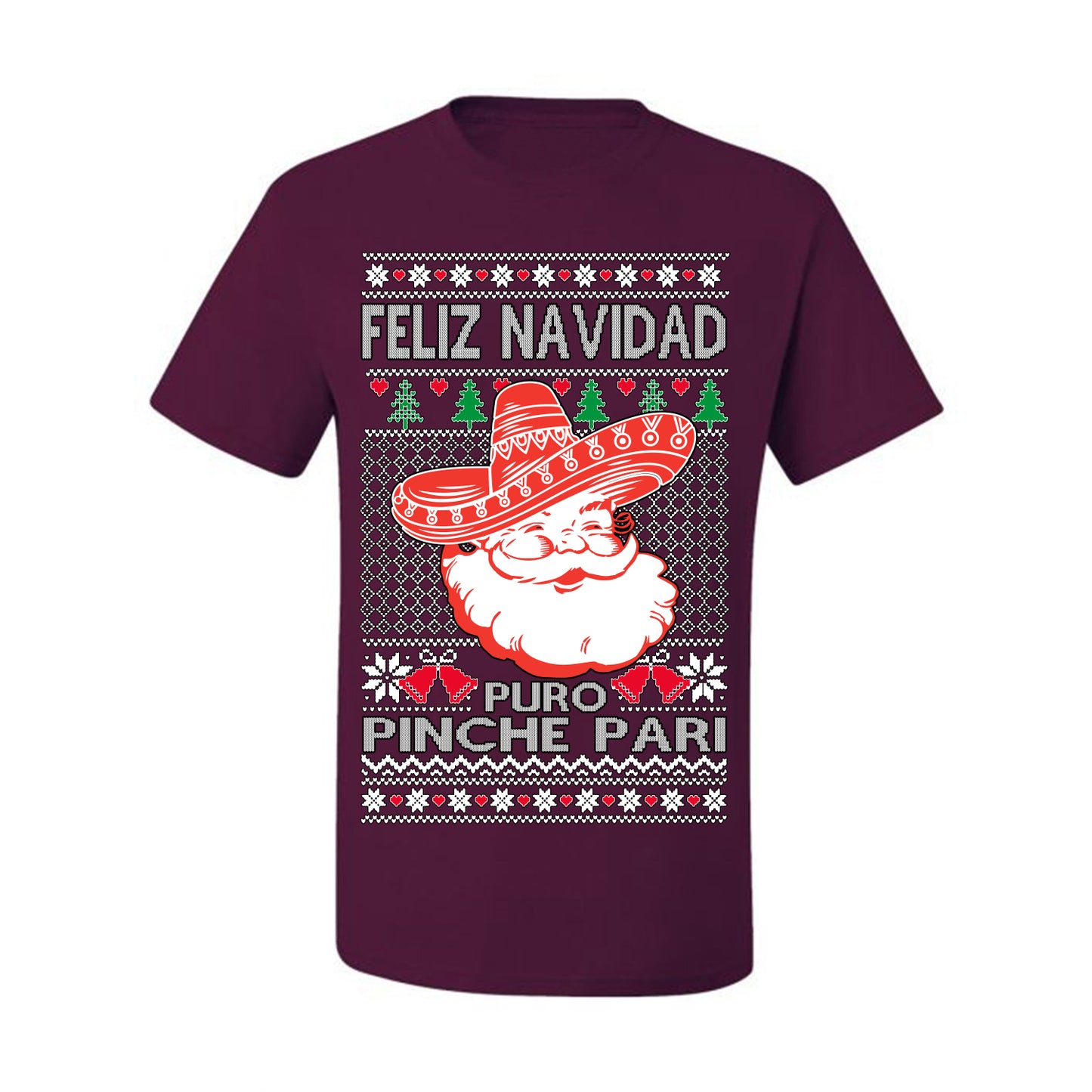 Feliz Navidad Puro Pinche Pari, Funny Spanish Song Latin Pop Music Lyrics, Ugly Christmas Sweater Ugly Christmas Men's T-Shirt