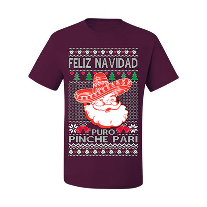 Feliz Navidad Puro Pinche Pari, Funny Spanish Song Latin Pop Music Lyrics, Ugly Christmas Sweater Ugly Christmas Men's T-Shirt