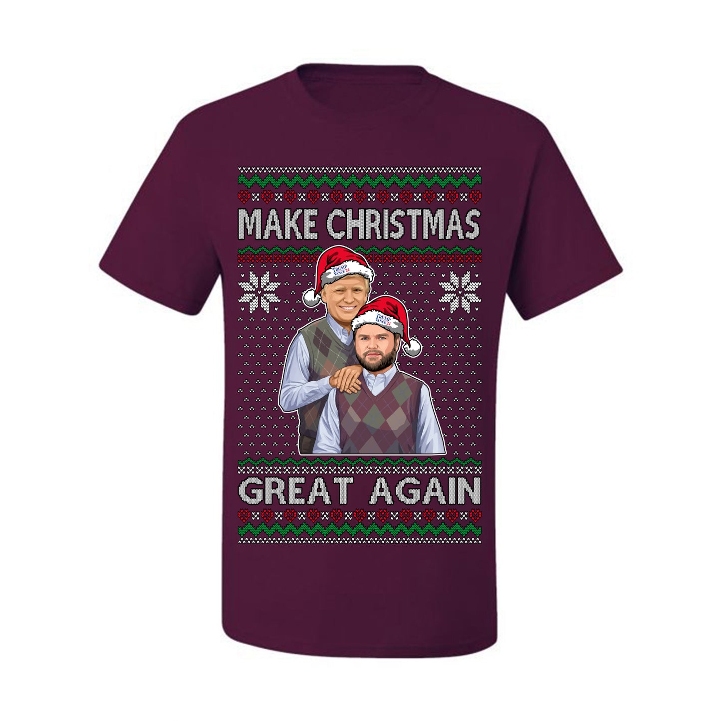 Make Christmas Great Again, MAGA Donald Trump JD Vance 2024, 2000s Comedy Movie Parody, Ugly Christmas Sweater Ugly Christmas Men's T-Shirt