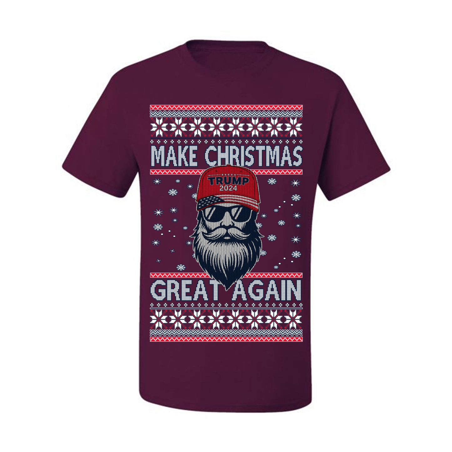 Make Christmas Great Again Trump Santa Claus 2024 MAGA,  Donald Trump JD Vance GOP Republican, Ugly Christmas Sweater Crewneck Sweatshirt Ugly Christmas Men's T-Shirt
