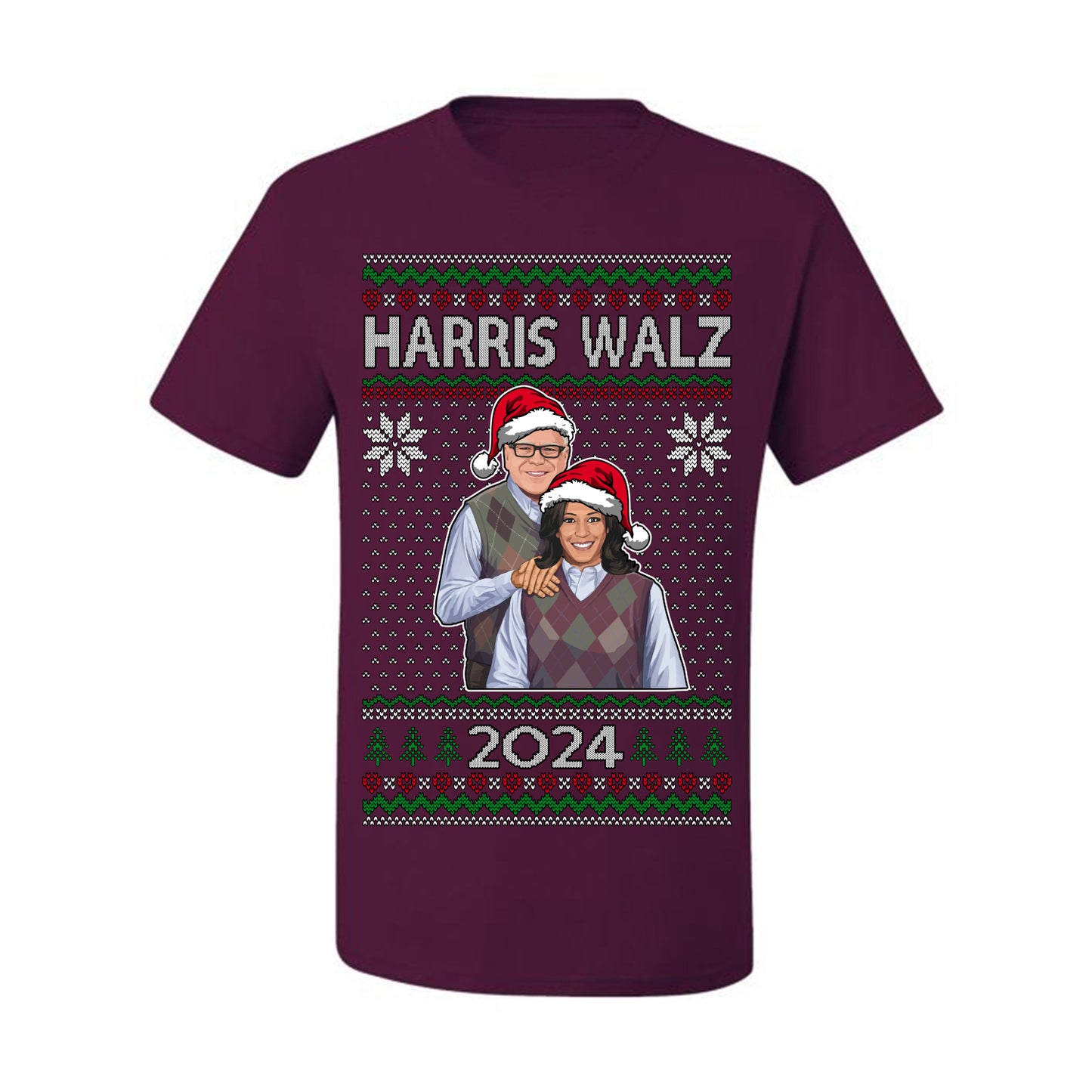 Kamala Harris Tim Walz 2024 Classic Movie Poster, Democrat Political Xmas Ugly Christmas Sweater Crewneck Sweatshirt Ugly Christmas Men's T-Shirt
