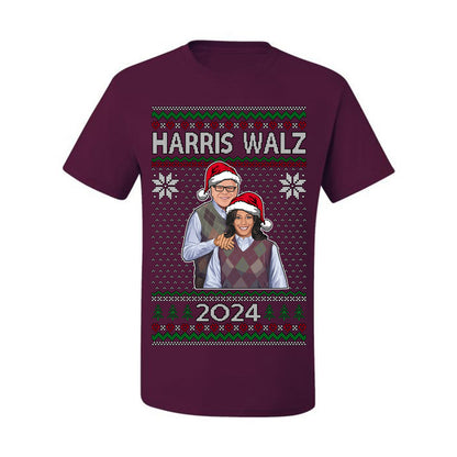 Kamala Harris Tim Walz 2024 Classic Movie Poster, Democrat Political Xmas Ugly Christmas Sweater Crewneck Sweatshirt Ugly Christmas Men's T-Shirt