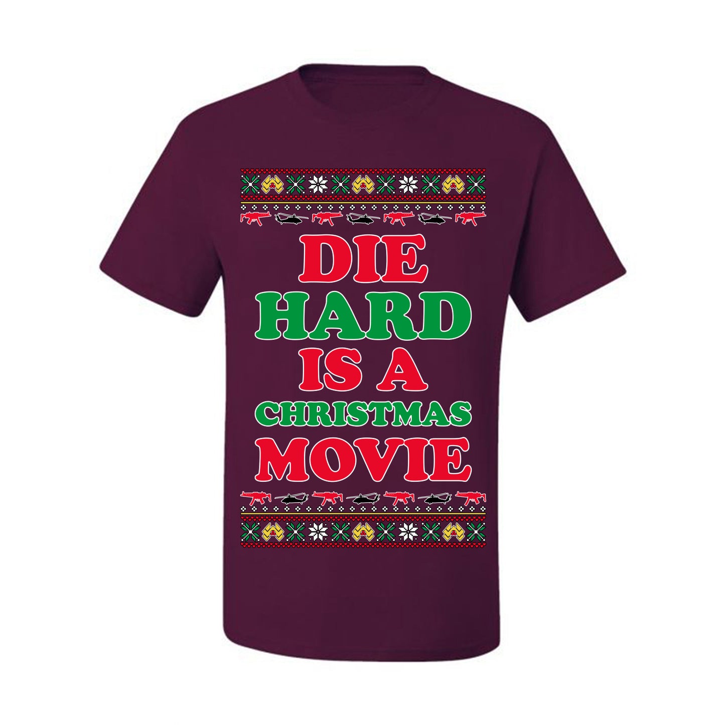 Die Hard is a Christmas Movie Classic, McClane Hans Nakatomi Plaza Xmas Party Holiday Movies, Ugly Christmas Sweater Crewneck Sweatshirt Ugly Christmas Men's T-Shirt