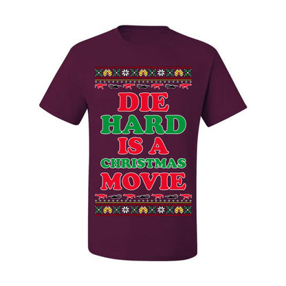 Die Hard is a Christmas Movie Classic, McClane Hans Nakatomi Plaza Xmas Party Holiday Movies, Ugly Christmas Sweater Crewneck Sweatshirt Ugly Christmas Men's T-Shirt