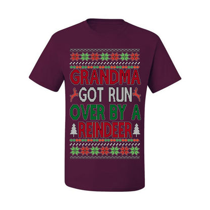 Grandma Got Ran Over by a Reindeer | Classic Xmas Song Holiday Movie Quote, Ugly Christmas Sweater Crewneck Sweatshirt Ugly Christmas Men's T-Shirt
