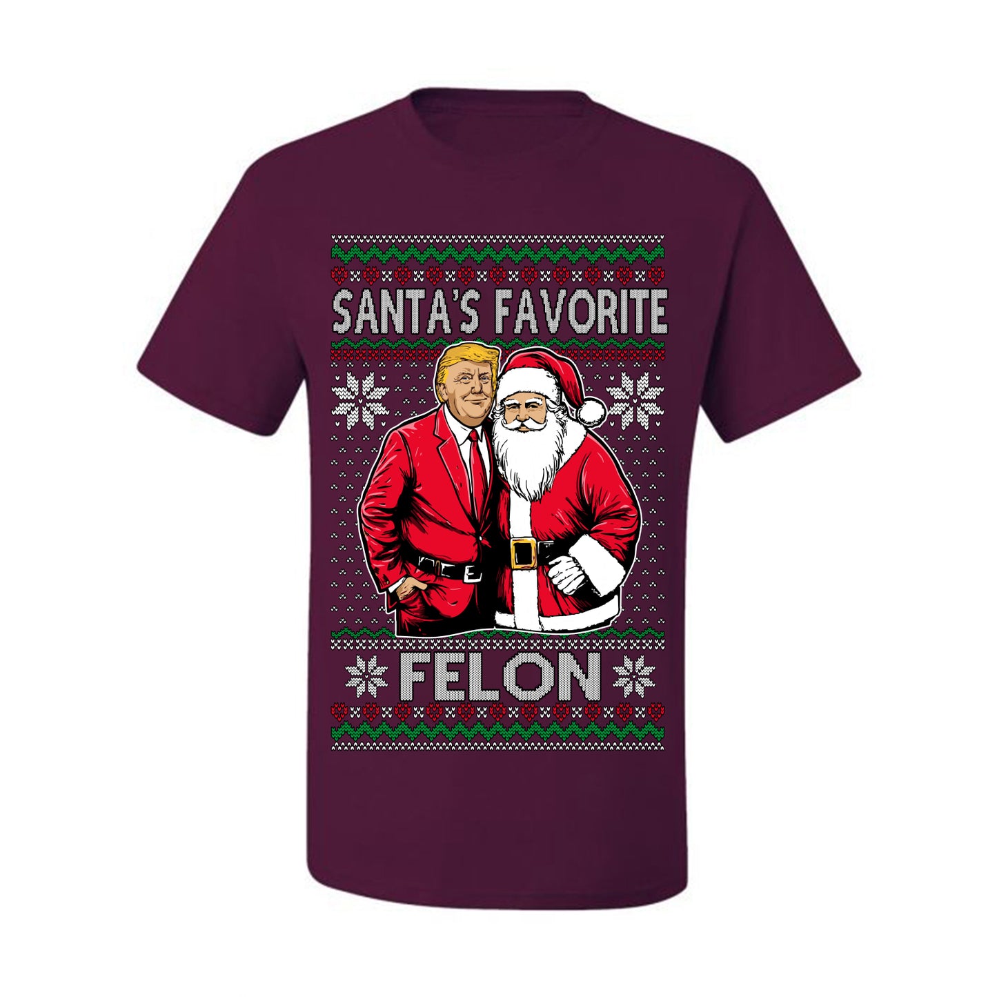 Santa's Favorite Felo,n Funny Donald Trump JD Vance 2024 MAGA Make America Great Again Xmas Santa Claus Funny Sweaters Gift Merch for Republicans, Ugly Christmas Sweater Ugly Christmas Men's T-Shirt