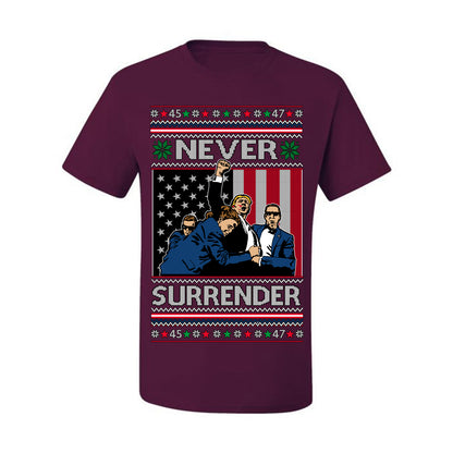 Never Surrender, Pro Donald Trump Fight Fight Fight Fist Pump 2024 Butler PA Rally Shot, Ugly Christmas Sweater Ugly Christmas Men's T-Shirt