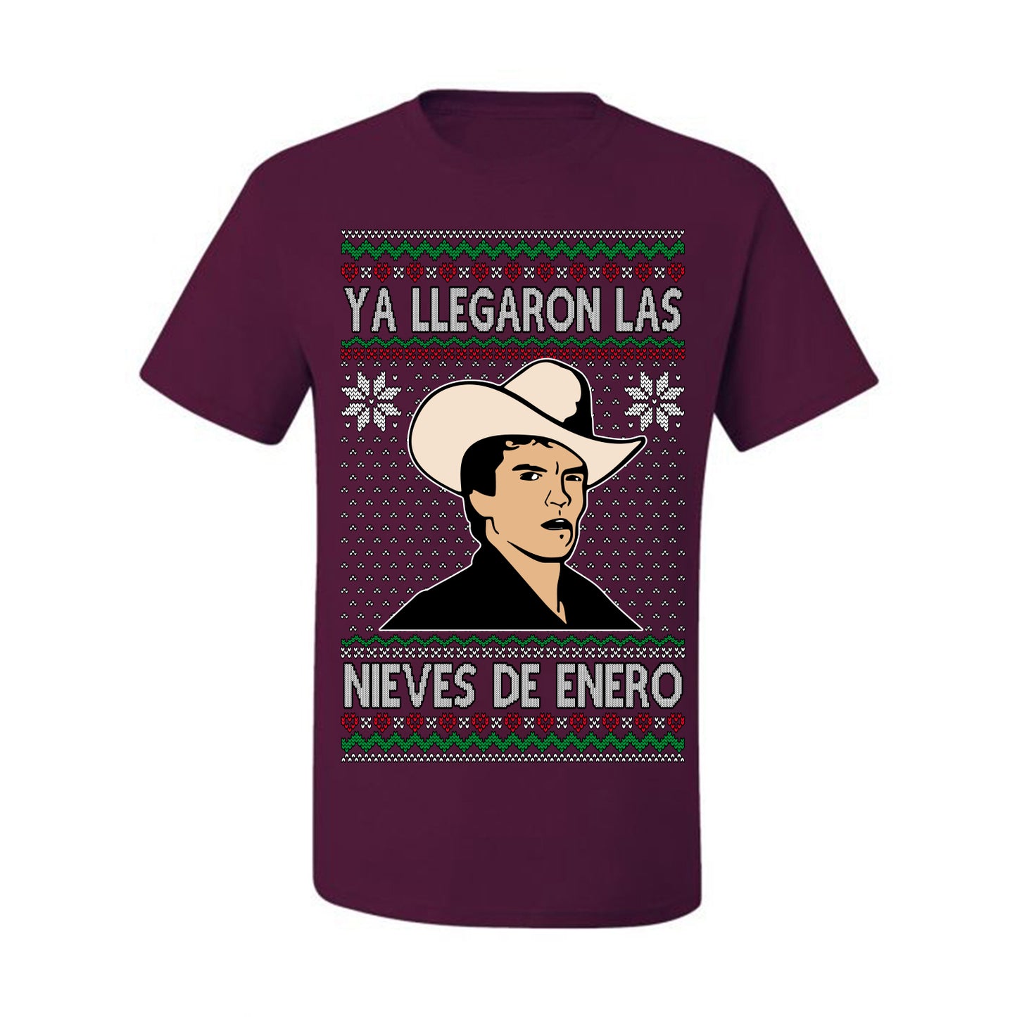 Ya Llegaron Las Nieves De Enero Chalino, January Snow Has Arrived, Rosalino Mexican Pop Star Mexico Tijuanna Corrido, Ugly Christmas Sweater Ugly Christmas Men's T-Shirt