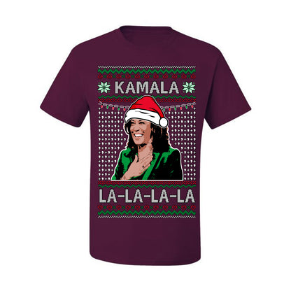 Kamala La La, Funny Kamala Harris Santa Hat Classic Xmas Song Carol Lyrics Winter Holiday, Ugly Christmas Sweater Ugly Christmas Men's T-Shirt
