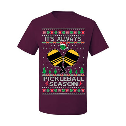 It's Always Pickleball Season, Funny Pickle Ball Enthusiast Paddles Ball Trendy Popular Milennial Sports Fan, Ugly Christmas Sweater Ugly Christmas Men's T-Shirt