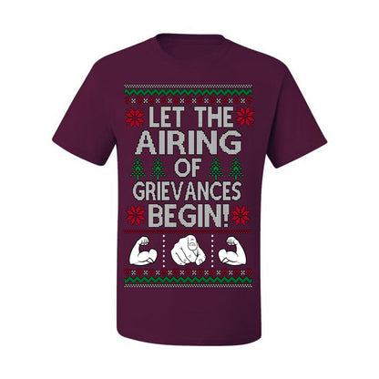 Let the Airing of Grievances Begin Funny TV Sitcom Festivus for the Rest of Us, Feats of Strength Iconic TV Quote Ugly Christmas Men's T-Shirt