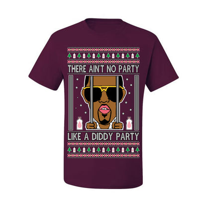 There Ain't No Party Like a Diddy Party, Viral Meme Trendy Baby Oil Crazy Parties Funny Classic Ugly Christmas Sweater Ugly Christmas Men's T-Shirt