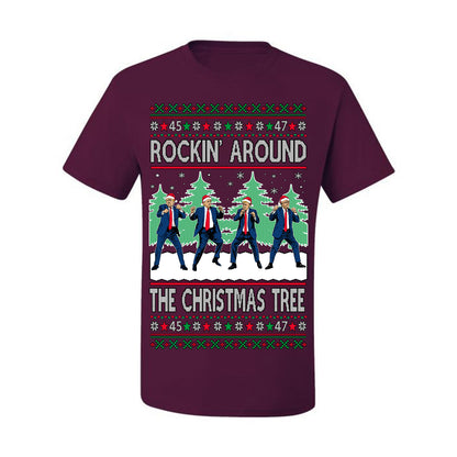 Rocking Around the Christmas Tree Trump Shimmy Dance Ugly Christmas Sweater Ugly Christmas Men's T-Shirt
