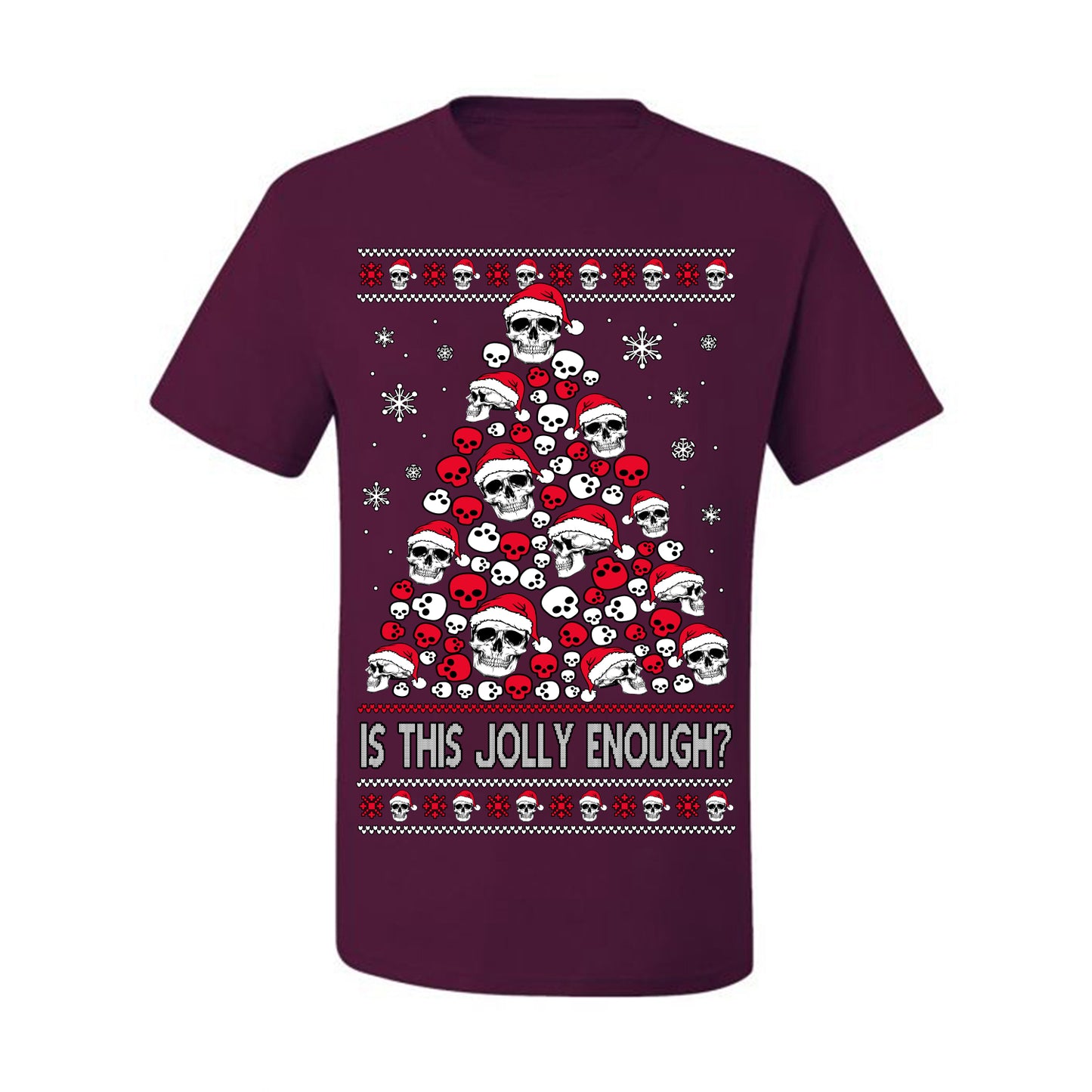 Is This Jolly Enough? Skeleton Halloween Xmas Skull Christmas Tree Ugly Christmas Sweater Ugly Christmas Men's T-Shirt