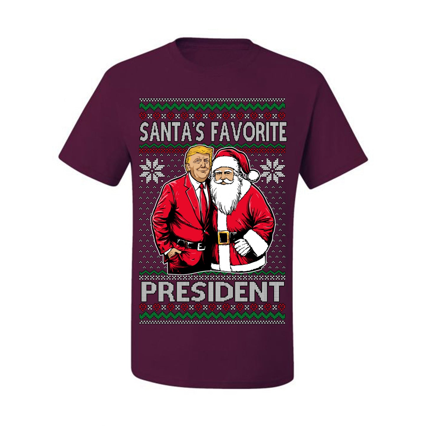 Santa's Favorite President Red Suit Trump, 47th USA President of the United States, Gift for Republicans Conservatives Ugly Christmas Sweater Ugly Christmas Men's T-Shirt