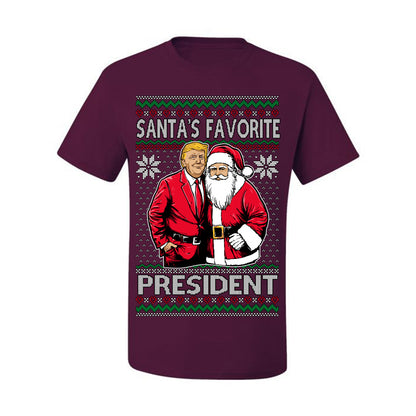 Santa's Favorite President Red Suit Trump, 47th USA President of the United States, Gift for Republicans Conservatives Ugly Christmas Sweater Ugly Christmas Men's T-Shirt