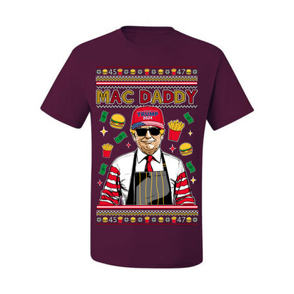 Mac Daddy Funny Viral Trump Meme, PA Fast Food Worker Chef Fries Burgers, 2024 MAGA Make America Great Again Ugly Christmas Sweater Ugly Christmas Men's T-Shirt