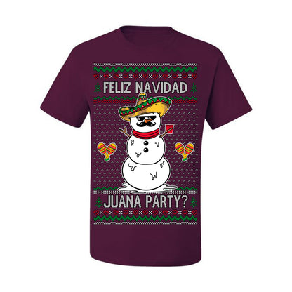 Feliz Navidad Juana Party? Funny Spanish Drinking Sueter Cerveza Ropa en Espanol Ugly Christmas Sweater Ugly Christmas Men's T-Shirt