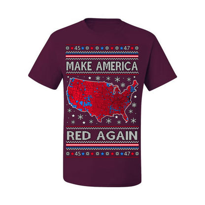 Make America Red Again USA Map, President Donald Trump 2024 MAGA Red Wave, Ugly Christmas Sweater Ugly Christmas Men's T-Shirt