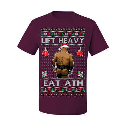 Lift Heavy Eat Ath Merry Chrithmith, Mike Tyson Butt Viral Weightlifting Lifting Boxing Fight Meme Men Women Funny Ugly Christmas Sweater Ugly Christmas Men's T-Shirt