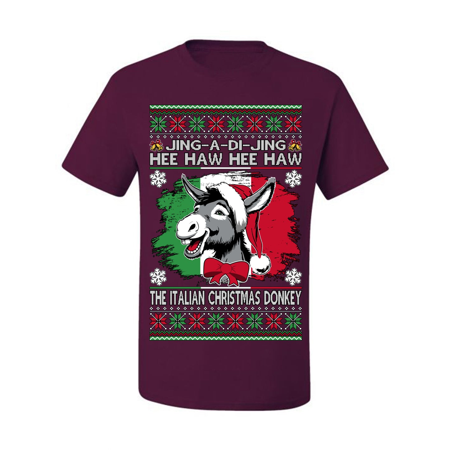 Jing a Di Jing Dominick the Italian Christmas Donkey, Classic New York Brooklyn Xmas Song Lyrics, Ugly Christmas Sweater Ugly Christmas Men's T-Shirt