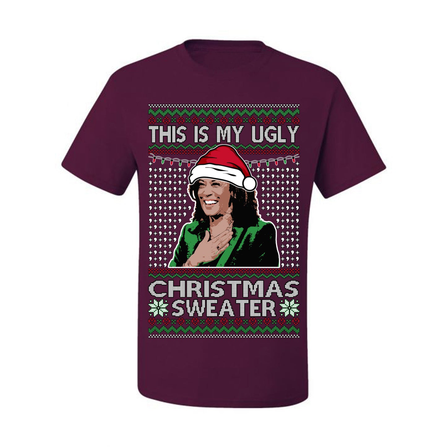 This Is My Ugly Sweater, Funny Santa Anti Kamala Harris, Political Ugly Christmas Sweater Ugly Christmas Men's T-Shirt