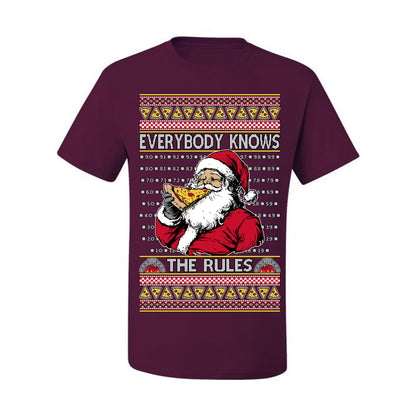 Everybody Knows the Rules Funny, Santa Claus Viral Online Pizza Rating Score, Detroit New England Deep Dish Pizzas Jersey New York Style, Ugly Christmas Sweater Ugly Christmas Men's T-Shirt