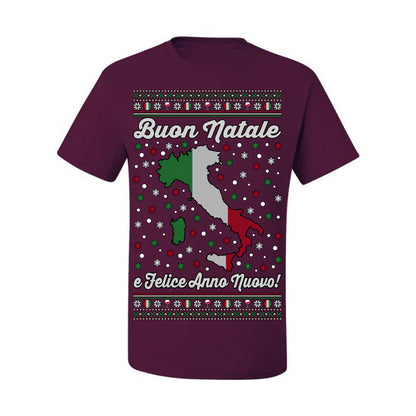 Buon Natale e Felice Anno Nuovo! Merry Christmas and Happy New Year, Funny Classic Italy Peninsula Italian Ugly Christmas Sweater Ugly Christmas Men's T-Shirt