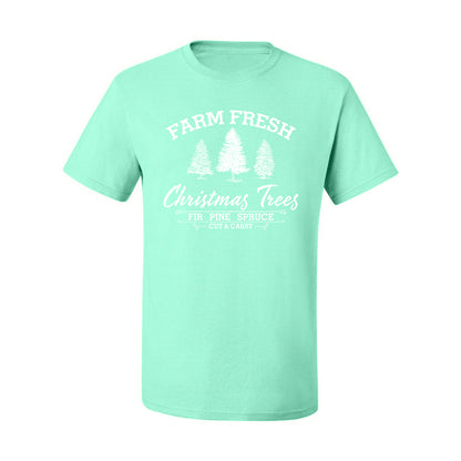 Farm Fresh Christmas Trees Classic White Design | Fir Pine Sprice, Cut and Carry, Classic Vintage Winter Holiday Tree Logo Ugly Christmas Men's T-Shirt