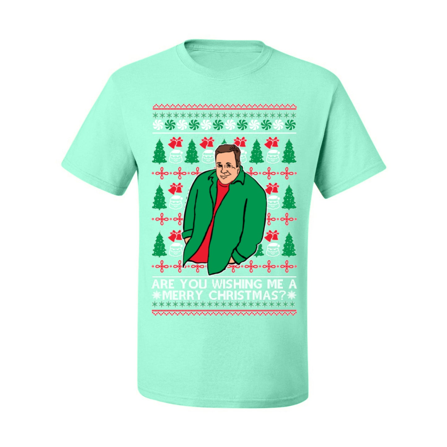 Are You Wishing Me a Merry Christmas? Funny Kevin Viral Shrug Shrugging Actor Meme Ugly Christmas Men's T-Shirt