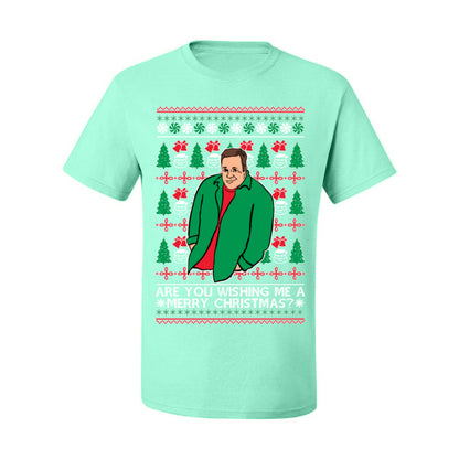 Are You Wishing Me a Merry Christmas? Funny Kevin Viral Shrug Shrugging Actor Meme Ugly Christmas Men's T-Shirt