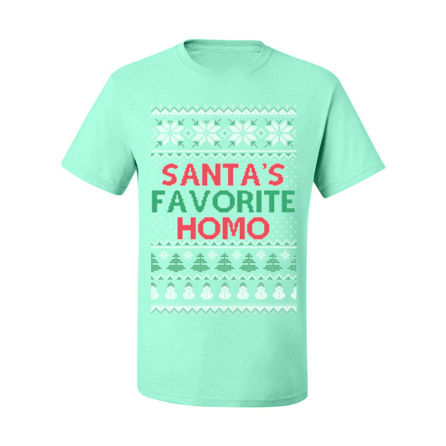 Santa's Favorite Homo, Funny LGBT Pride Grey Greysexual Gay Lesbian Homosexual Bi Bisexual, Ugly Christmas Sweater Ugly Christmas Men's T-Shirt