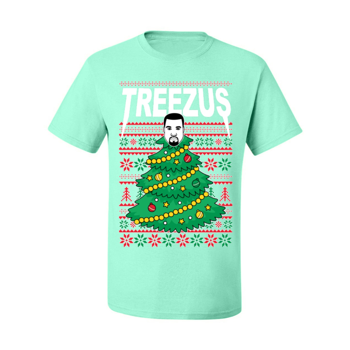 Treezus Funny Xmas Viral Meme Hip Hop Rapper Music Tour Merch, Tree Jesus Pun Joke Ugly Christmas Sweater Ugly Christmas Men's T-Shirt