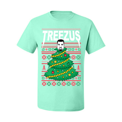 Treezus Funny Xmas Viral Meme Hip Hop Rapper Music Tour Merch, Tree Jesus Pun Joke Ugly Christmas Sweater Ugly Christmas Men's T-Shirt