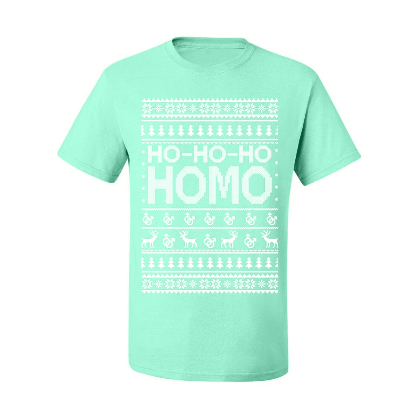 Ho Ho Ho Homo, Funny LGBT Pride Grey Greysexual Gay Lesbian Homosexual Bi Bisexual,  Ugly Christmas Men's T-Shirt