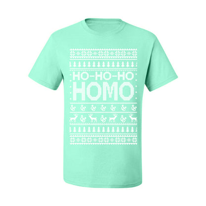 Ho Ho Ho Homo, Funny LGBT Pride Grey Greysexual Gay Lesbian Homosexual Bi Bisexual,  Ugly Christmas Men's T-Shirt