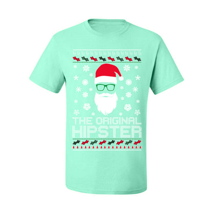 Santa Claus the Original Hipster, Funny IPAs Rim Glasses Hipsters Libs Viral Meme, Ugly Christmas Sweater Ugly Christmas Men's T-Shirt