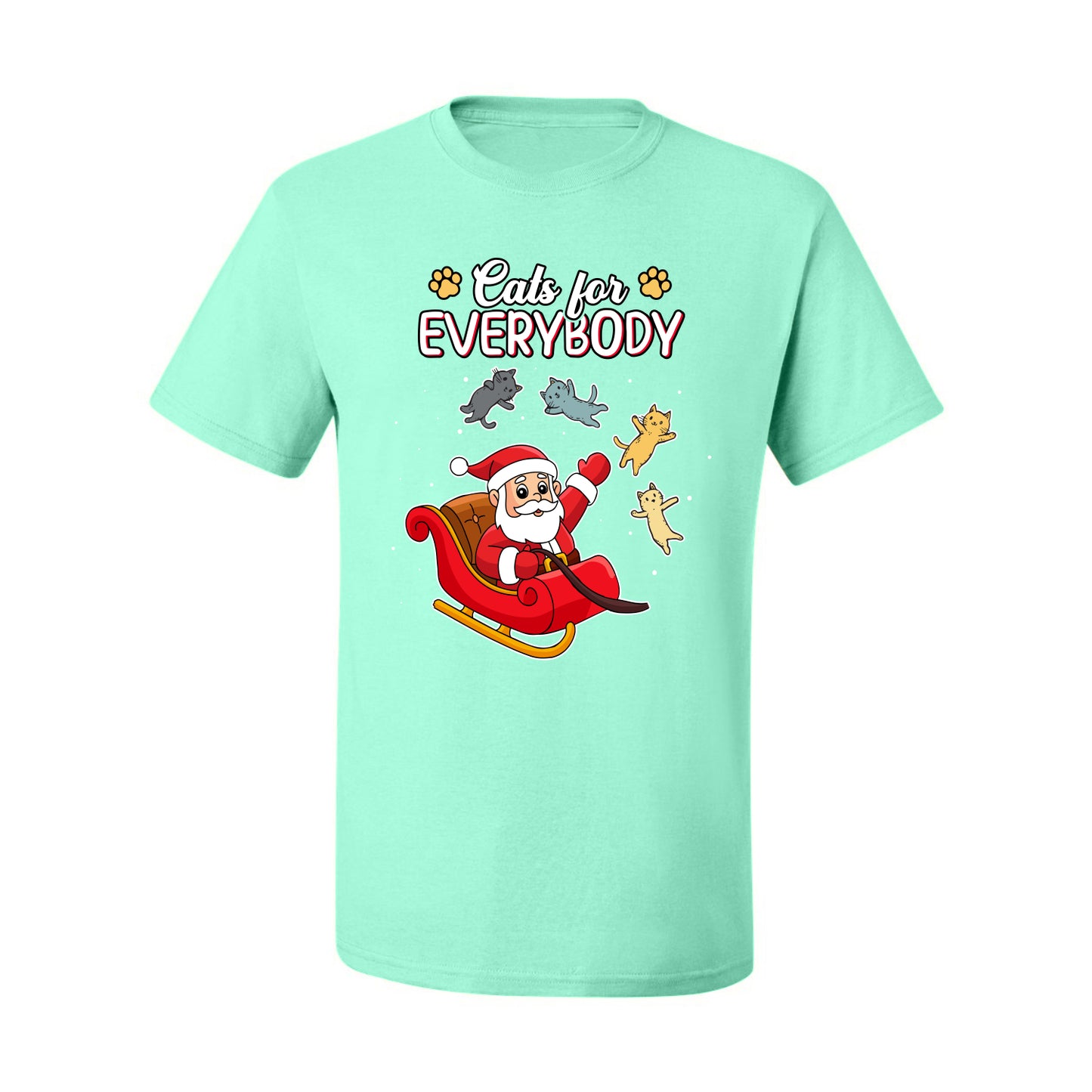 Cats for Everybody, Cute Santa Claus Santa's Sleigh Floating Space Cat  Ugly Christmas Men's T-Shirt