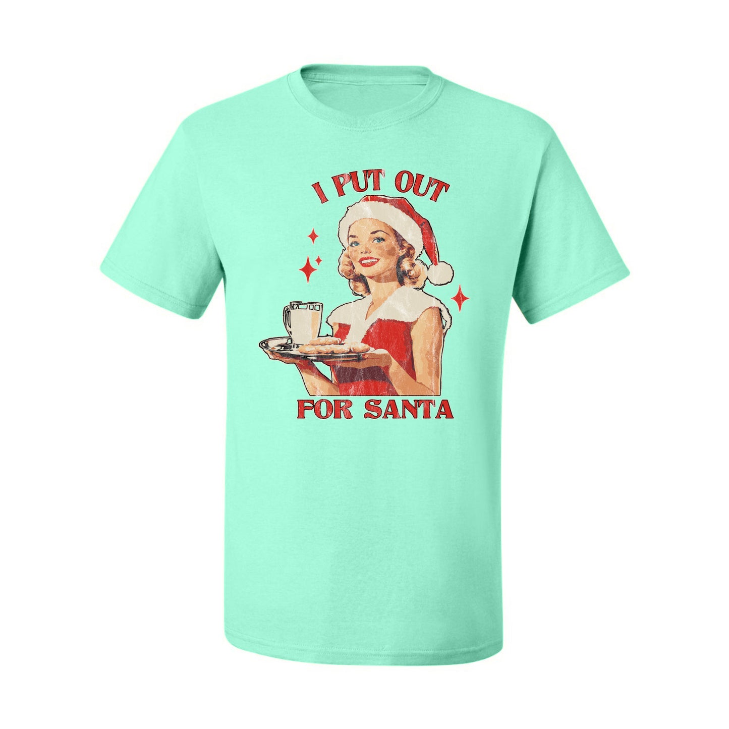 I Put Out For Santa | Funny Women Milk and Cookies Ugly Christmas Men's T-Shirt