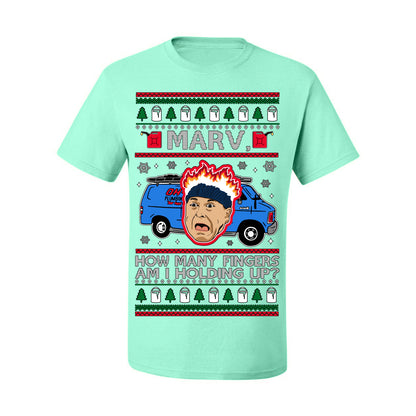 Marv How Many Fingers Am I Holding Up? Funny 90s Chicago Xmas Movie Quote Harry Kevin Fire Plumbing Van Bandits, Ugly Christmas Sweater Ugly Christmas Men's T-Shirt