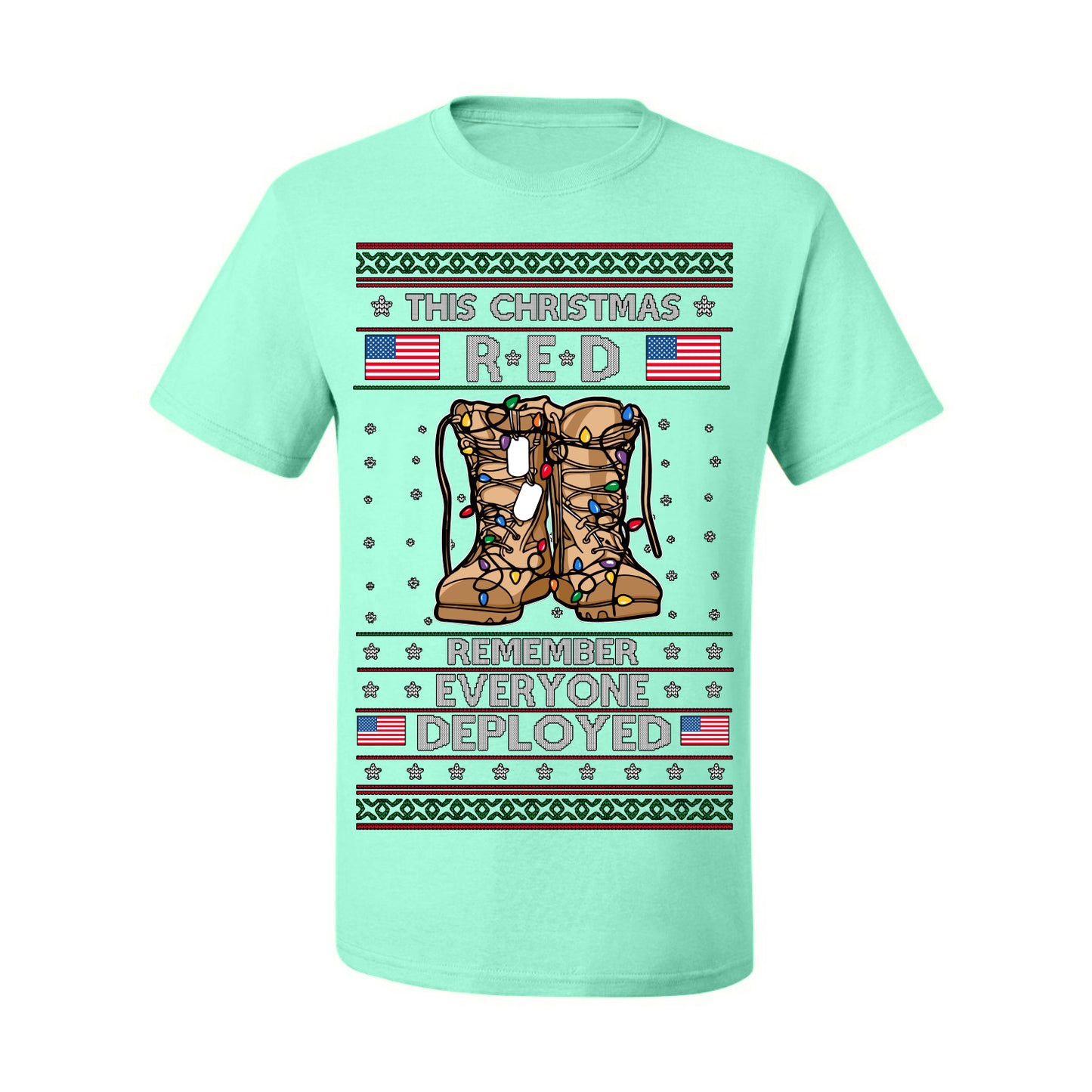 This Christmas RED Remember Everyone Deployed, Pro Military Vet 1st 2nd Amendment Veteran, RED Friday Ugly Christmas Sweater Ugly Christmas Men's T-Shirt