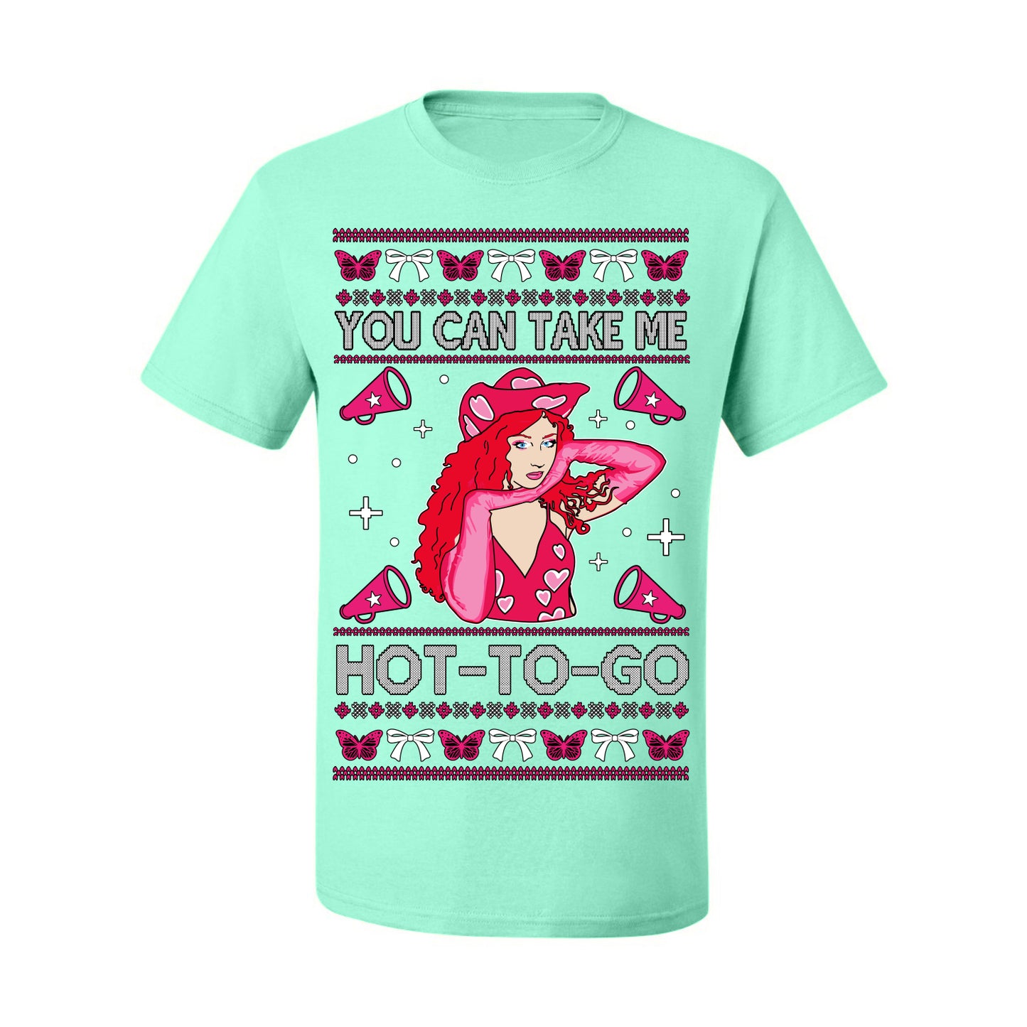 You Can Take Me Hot to Go, Viral Midwest Princess Song Dance Pop Star Concert Tour Merch, Ugly Christmas Sweater Ugly Christmas Men's T-Shirt