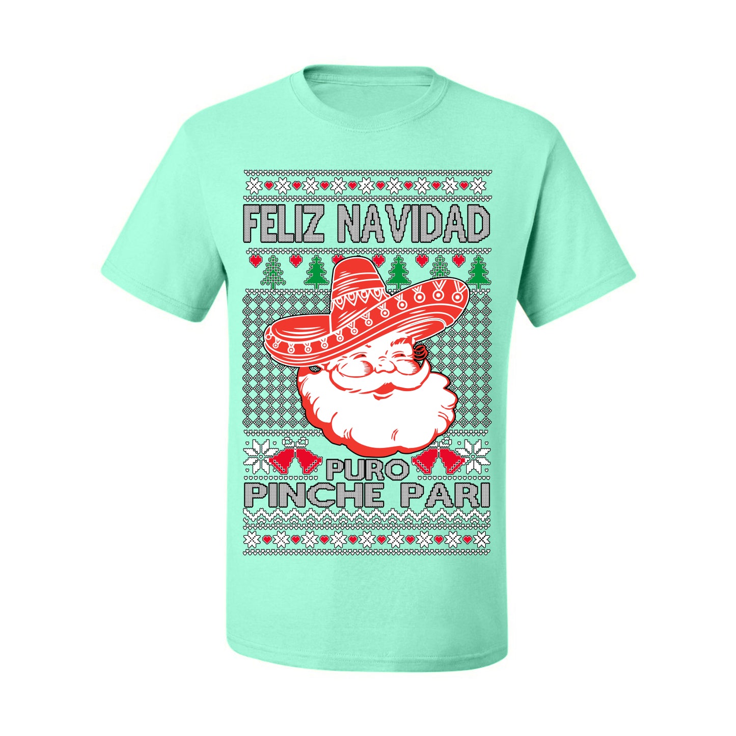 Feliz Navidad Puro Pinche Pari, Funny Spanish Song Latin Pop Music Lyrics, Ugly Christmas Sweater Ugly Christmas Men's T-Shirt