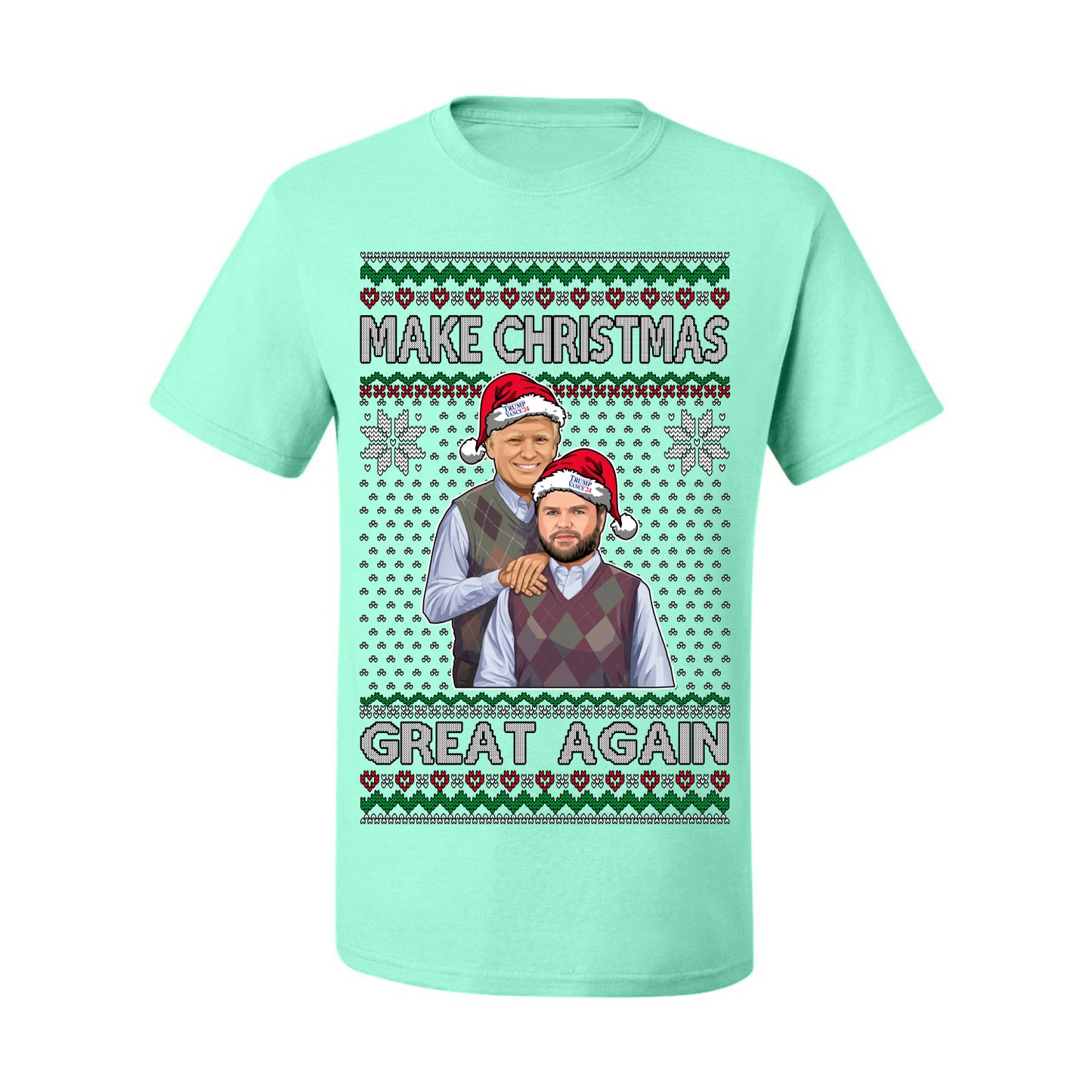 Make Christmas Great Again, MAGA Donald Trump JD Vance 2024, 2000s Comedy Movie Parody, Ugly Christmas Sweater Ugly Christmas Men's T-Shirt