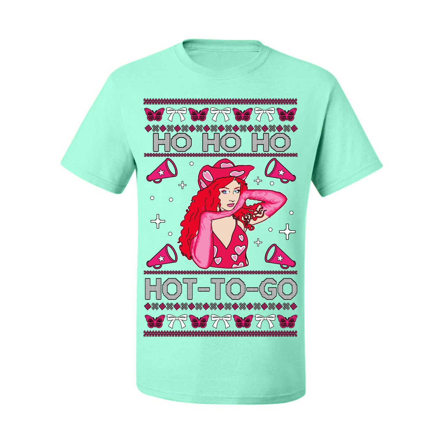 Ho Ho Ho Hot to Go, Viral Midwest Princess Song Dance Pop Star Concert Tour Merch, Ugly Christmas Sweater Ugly Christmas Men's T-Shirt