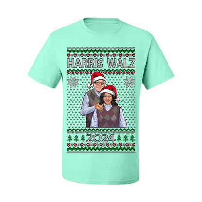 Kamala Harris Tim Walz 2024 Classic Movie Poster, Democrat Political Xmas Ugly Christmas Sweater Crewneck Sweatshirt Ugly Christmas Men's T-Shirt