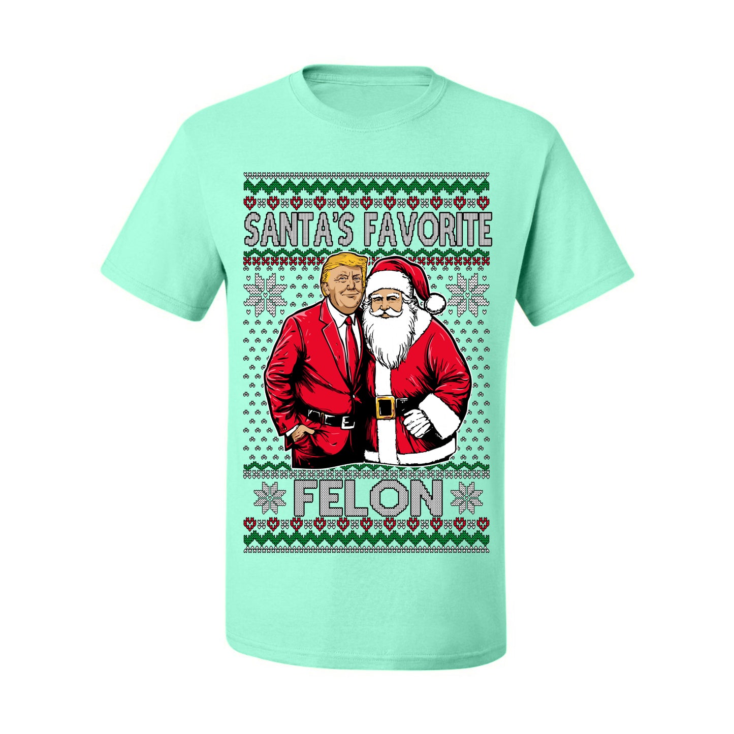 Santa's Favorite Felo,n Funny Donald Trump JD Vance 2024 MAGA Make America Great Again Xmas Santa Claus Funny Sweaters Gift Merch for Republicans, Ugly Christmas Sweater Ugly Christmas Men's T-Shirt