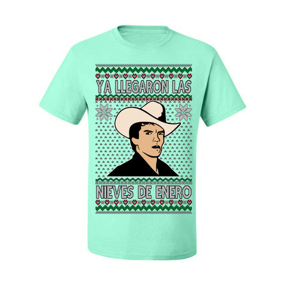 Ya Llegaron Las Nieves De Enero Chalino, January Snow Has Arrived, Rosalino Mexican Pop Star Mexico Tijuanna Corrido, Ugly Christmas Sweater Ugly Christmas Men's T-Shirt