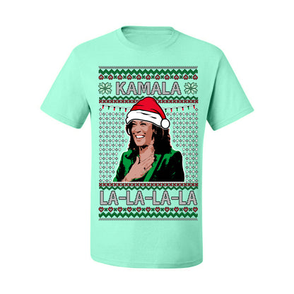 Kamala La La, Funny Kamala Harris Santa Hat Classic Xmas Song Carol Lyrics Winter Holiday, Ugly Christmas Sweater Ugly Christmas Men's T-Shirt