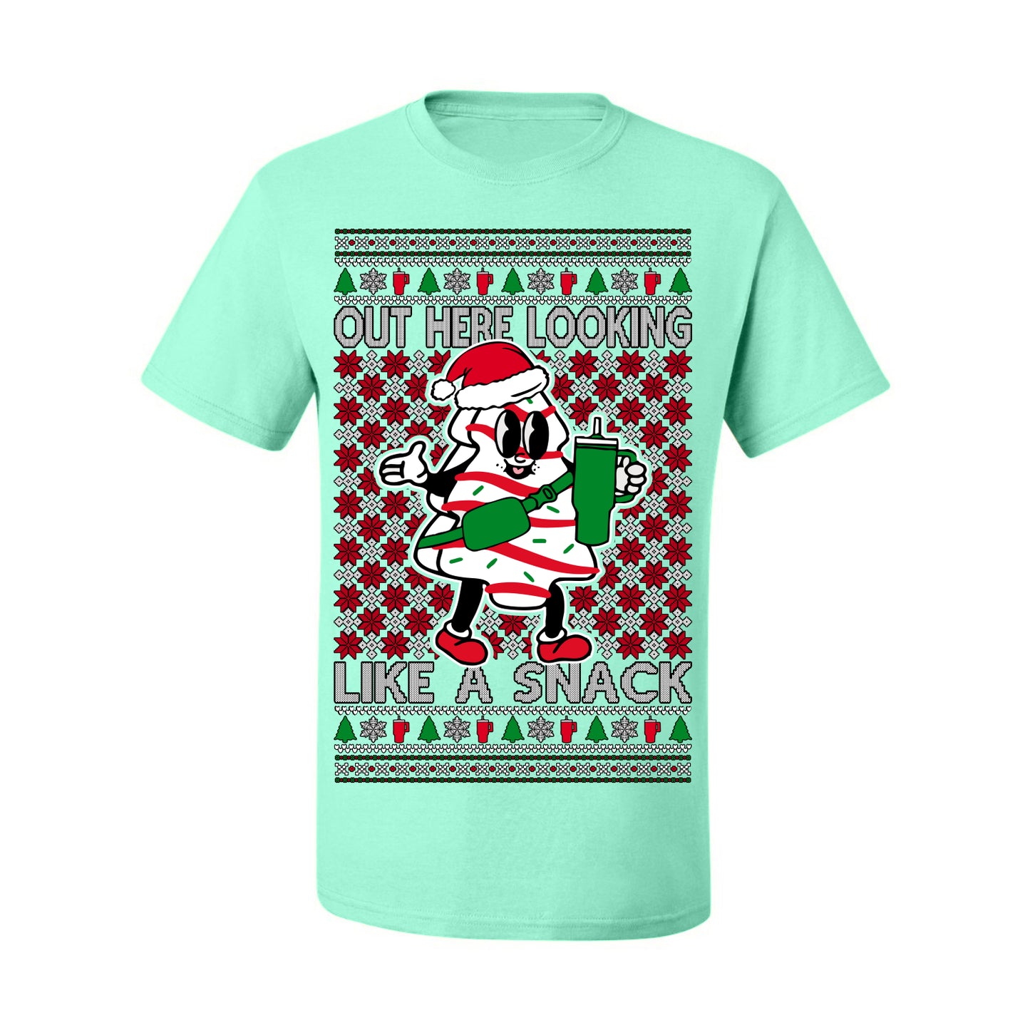 Out Here Looking Like a Snack, Funny Cute White Chocolate Sprinkles Holiday Trendy Millennial Christmas Cookie Ugly Christmas Sweater Ugly Christmas Men's T-Shirt
